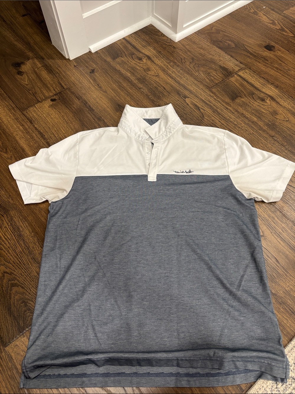 Travis Mathew Two-Tone Polo in White and Heather Gray
